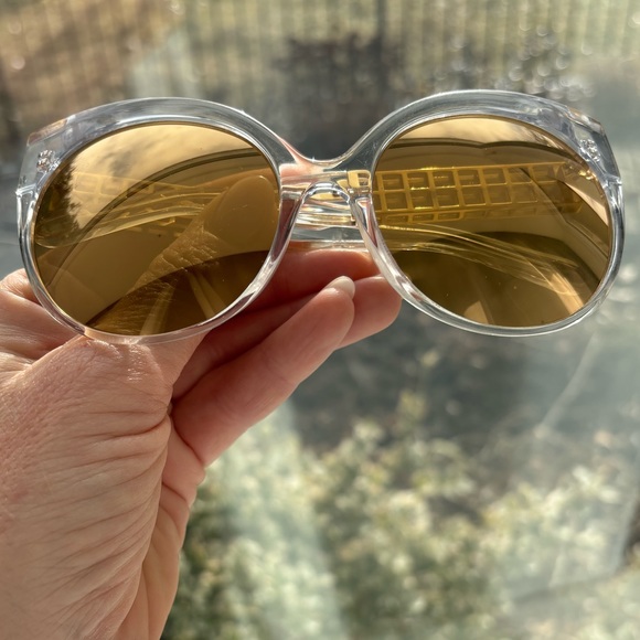 Linda Farrow 388 Clear Yellow Gold oversized Sunglasses - Picture 2 of 10